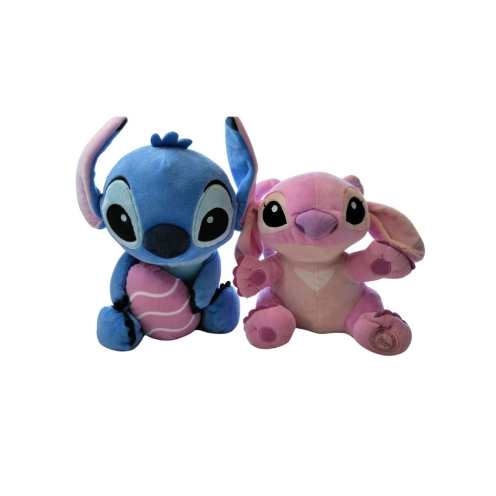 Disney Lilo & Stitch Plush Set Stitch with Easter Egg & Angel Pink Soft Toy Lot